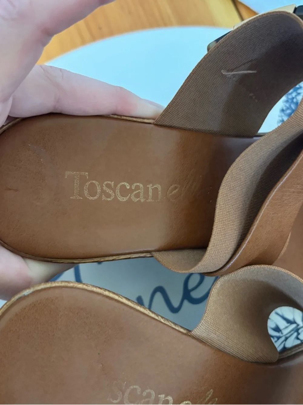 Toscanella Brown Leather Wedge Sandals Size 6.5 Made in Italy